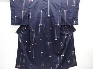 大正ロマン　幾何学模様織出しお召し着物